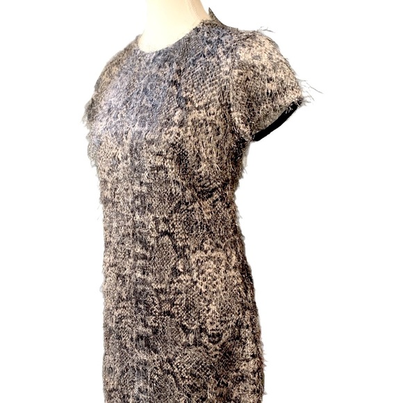 Banana Republic NWT Snake Print Eyelash Fringe Shift Mini Dress Size 00 Petite - Picture 4 of 8